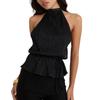 Sexy striped new sleeveless hollow straps backless and thin European and American irregular neck, top