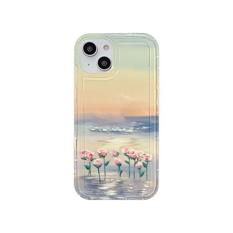 Scenic sunset rose suitable for iPhone17promax new mobile phone case 14TPU13/15 soft case anti-drop