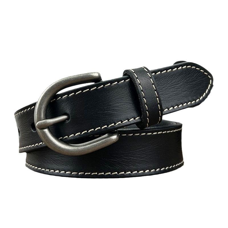 Retro Belt Women'S Leather Casual Pin Buckle Jeans Belt First Layer Cowhide Simple Belt Trendy