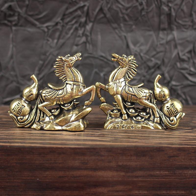 Bronze Horse Desktop Decoration Living Room Tea Table Sculpture Metal Craft Home Decorations Chinese Zodiac Horse Statue