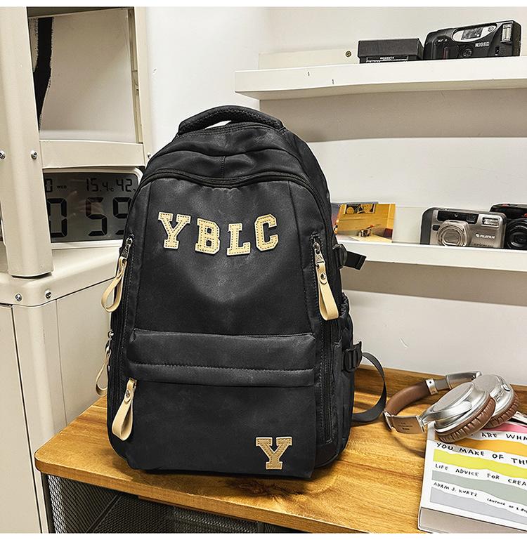 Schoolbag Chinese and college students couple backpack, large capacity English alphabet student leisure travel backpack computer bag