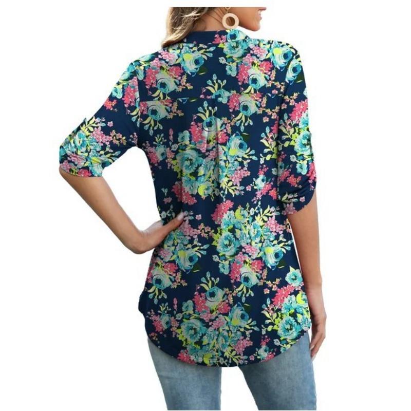 YYFS Women's Fashion Casual Summer Spring 1/2 Sleeves V-Neck Blouses & Shirts