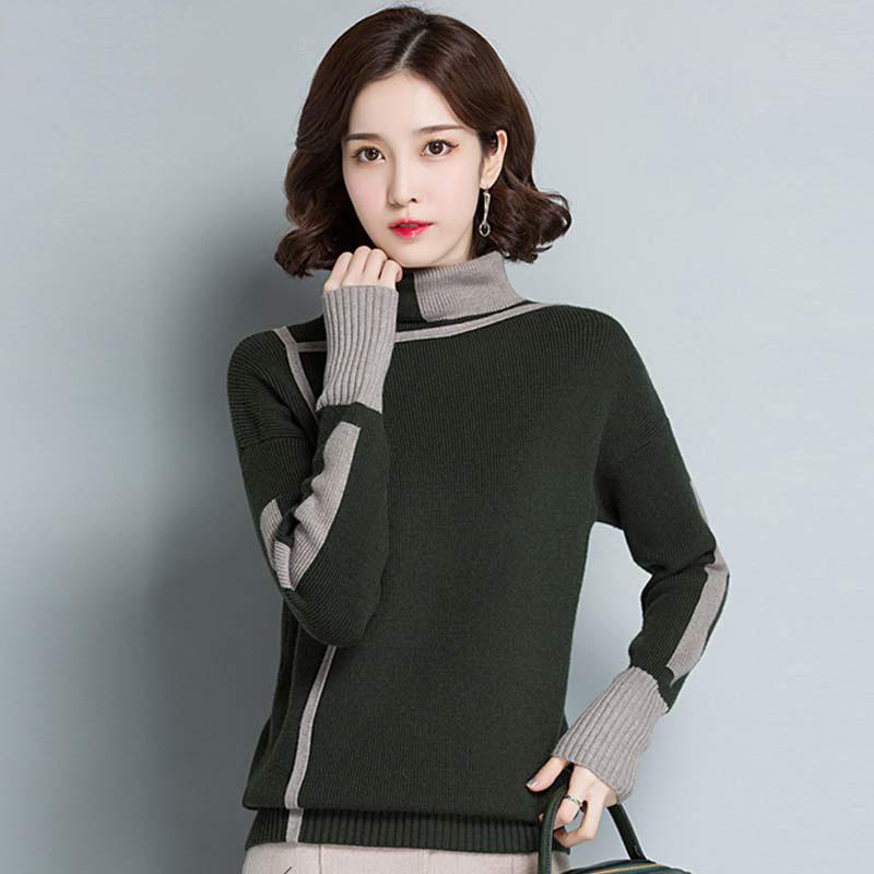 Damen Locker Verliert Keine Farbe Rollkragenpullover Strickpullover Herbst und Winter Kurzer Absatz Plus Samt Unterhemd