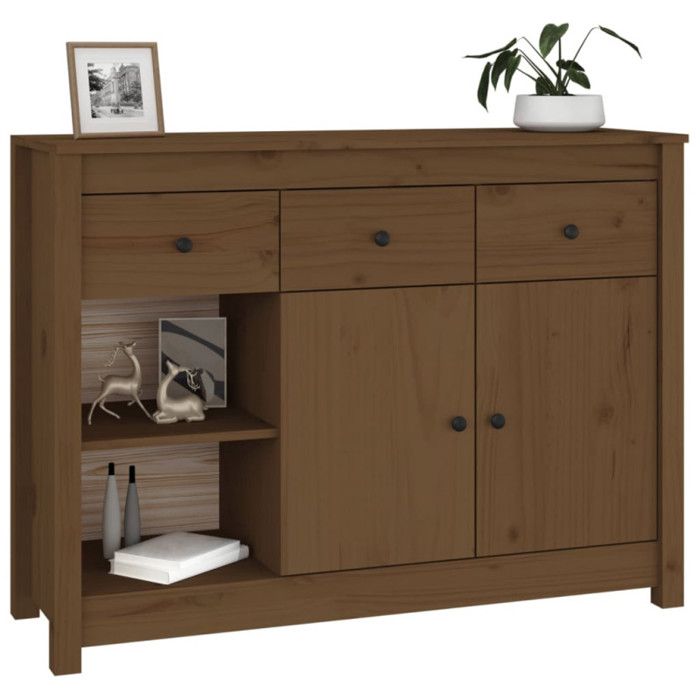 814557 vidaXL Buffet Marron miel 100x35x74 cm Bois massif de pin