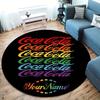 Coca Cola Rainbow Custom Name Round Area Rug Carpet Rug For Living Room Bedroom Sofa Playroom Decor Nonslip Floor Mat