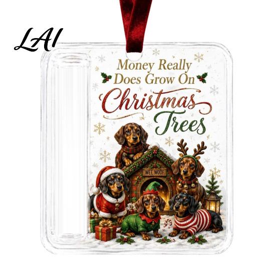 Creative Money Gift Ideas Christmas Cash Holder Ornament Acrylic Holder Holiday Ornament Hanging Decoration for Xmas Tree Stocking Stuffer,