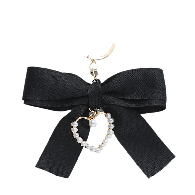 Pearl Ribbon Bow Heart Keychain Pendant for Women's Bags and Handbags