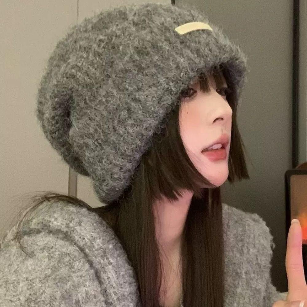 Ear Protection Wool Hat Solid Color Outdoor Hats New Knitted Cap  Winter