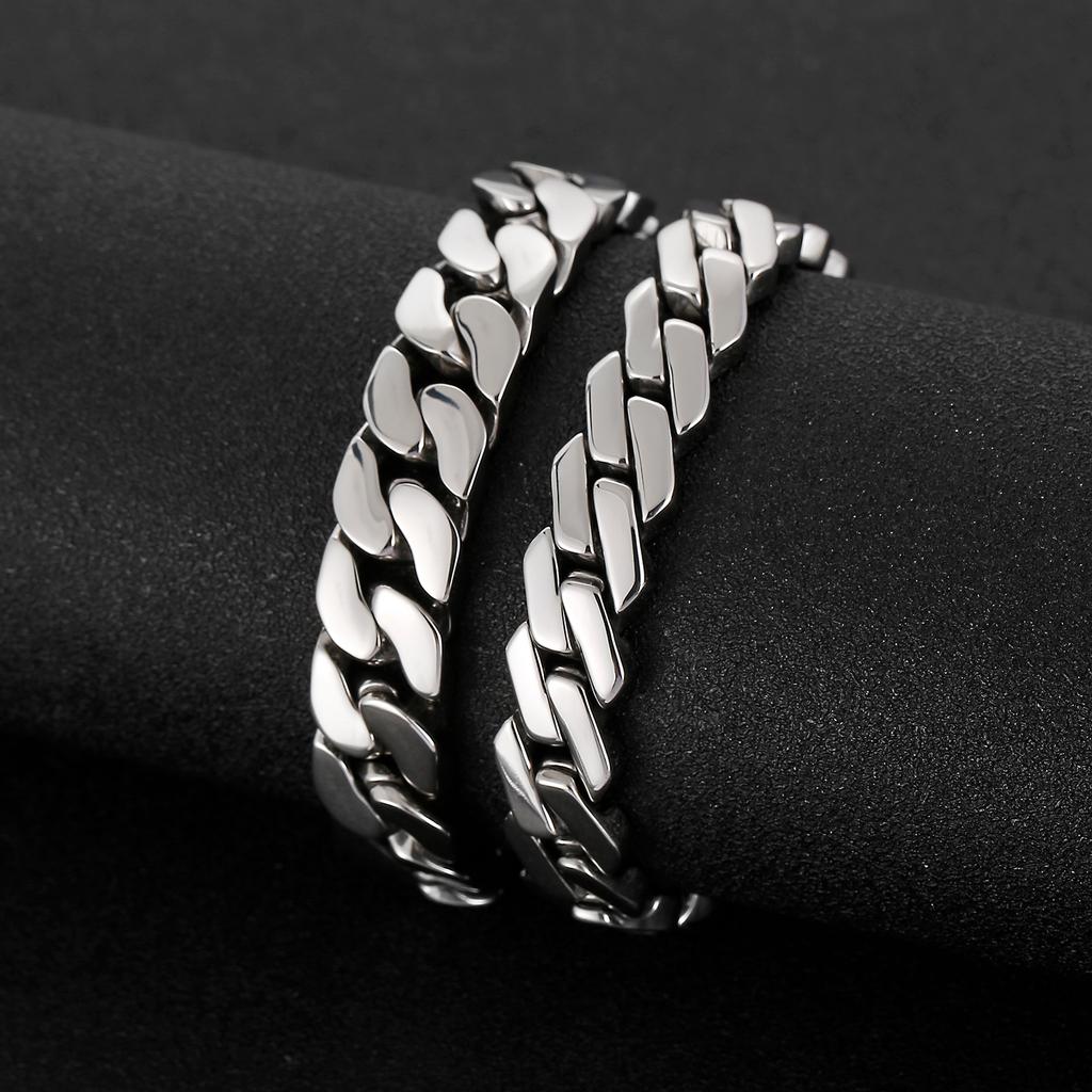 Kalen 12mm Trend Curbs Cuban Chain 316L Stainless Steel Men's Bracelet Popular Simple Jewelry Punk Link