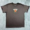 12oz Club Burnout Tee L Brown Cotton Crew Neck Fire Graphic Streetwear