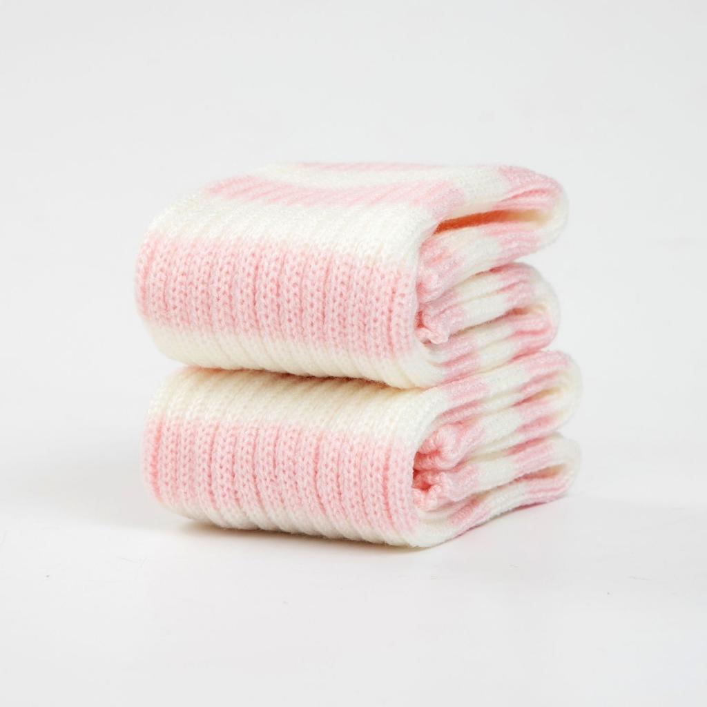 RMSWEETYIL Gestreifte 80er Stulpen Socken für Damen Winter Kawaii Niedlich Grobstrick Baumwolle Knöchel Beinwärmer Socken für Ballett Tanz