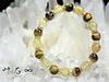 Kanaishi x Wealth Bracelet Gold Rutilated Quartz Eye Bracelet for Power Natural Crushed [Wealth ] Tiger's Men, Stone, Stone, 9mm-10mm [Purification,