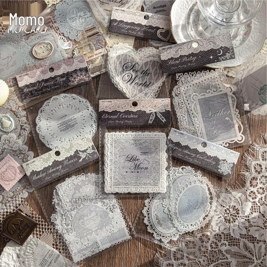 Mò Mò Double Pack Hollow Lace Stickers - Lace Poetry Series for Vintage Journals & Collages