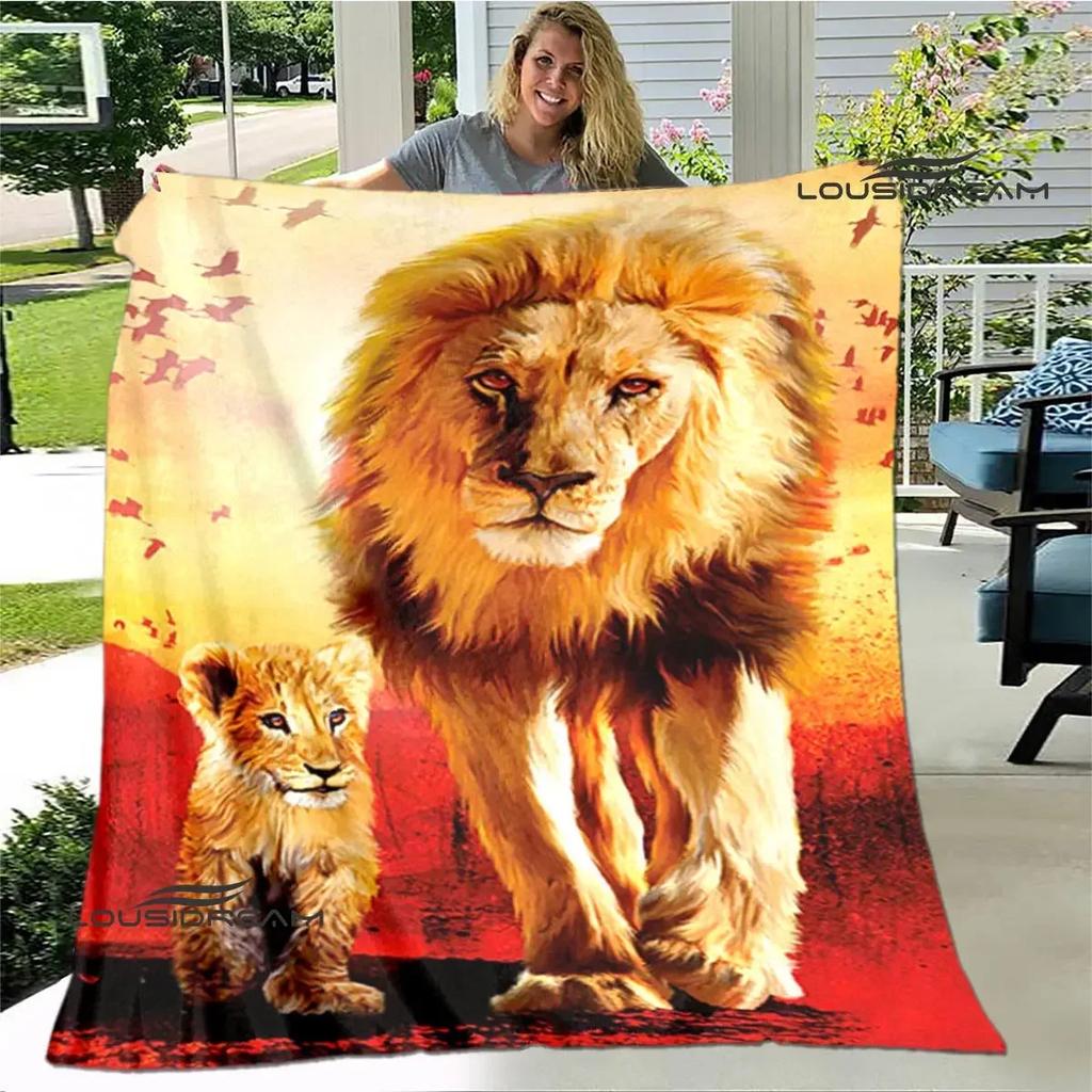 3D Lion Printed Blanket Picnic blanket blankets for beds Flange Warm blanket Home travel blankets bed linings birthday gift