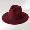 New autumn and winter woolen fedora hat with flat brim, versatile straight-brimmed jazz hat, vintage gentleman style