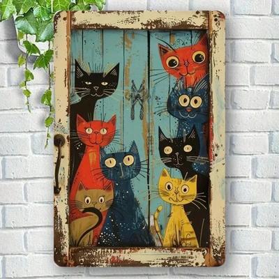 Vintage Metal Cat Wall Sign 8x12 Inch Country Home Bar Kitchen Bathroom Halloween Decor