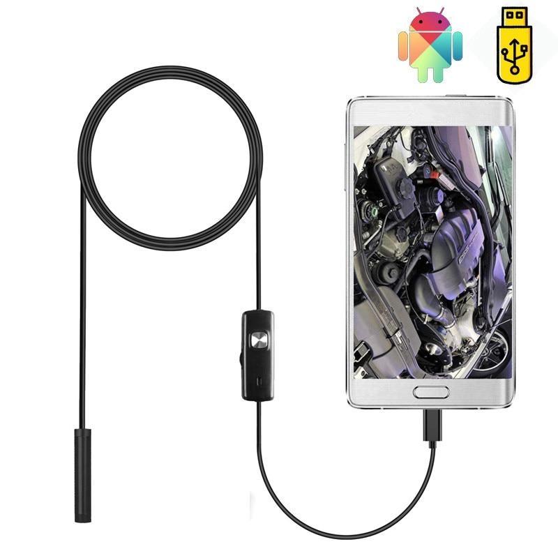 7MM IP67 Waterproof Endoscope Camera 6 LEDs Adjustable USB Android Flexible Inspection Borescope Cameras for Phone PC
