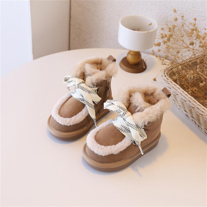 

Winter Children Snow Boots Genuine Leather Girls Boots Warm Plush Boy Shoes Kids Boots Baby Toddler Shoes 21 абрикосовый