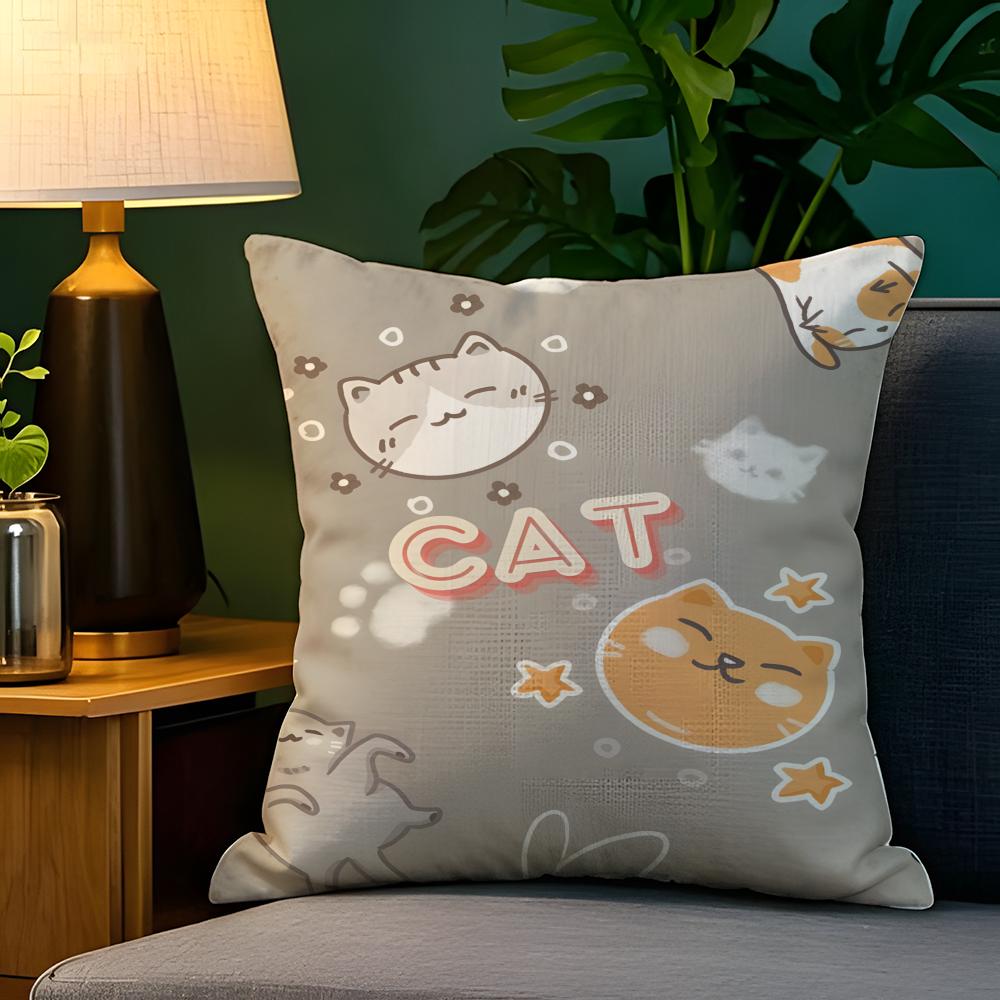 Cute Animal Floral Decorations 1 Pillow Case Natural Linen Pillow Case Double-Sided Decor Sofa Pillowcase Home Decor