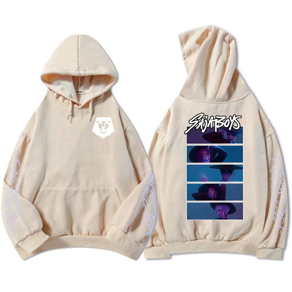 KPop Demon Hunters Saja Boys Selvlysende Hettegenser Langermet Mote Genser Casual Filmtrykk Unisex