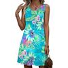 Summer Sleeveless Floral Pattern Fashion Women Mini Dresses  Prined Beach Casual Ladies Dress  Plus Size Loose Dress