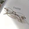 Shiny Rhinestone Metal Eyeglass Frame Women's Gold Wire Thin Frame Fashionable Flat Mirror Trendy Suitable for Daily Matching