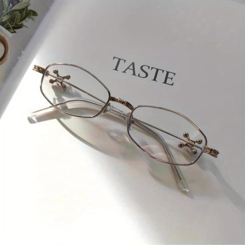 Shiny Rhinestone Metal Eyeglass Frame Women's Gold Wire Thin Frame Fashionable Flat Mirror Trendy Suitable for Daily Matching