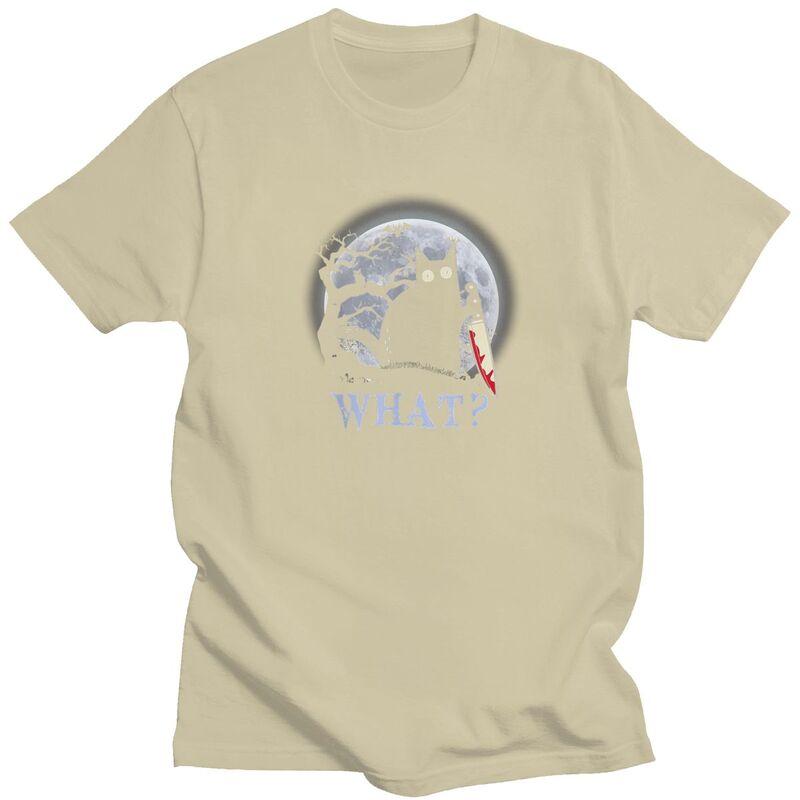 Custom Funny Black Cat What Tshirt for Men Short Sleeves Leisure T Shirt Cool Tshirt 100 Cotton Tee Gift Idea