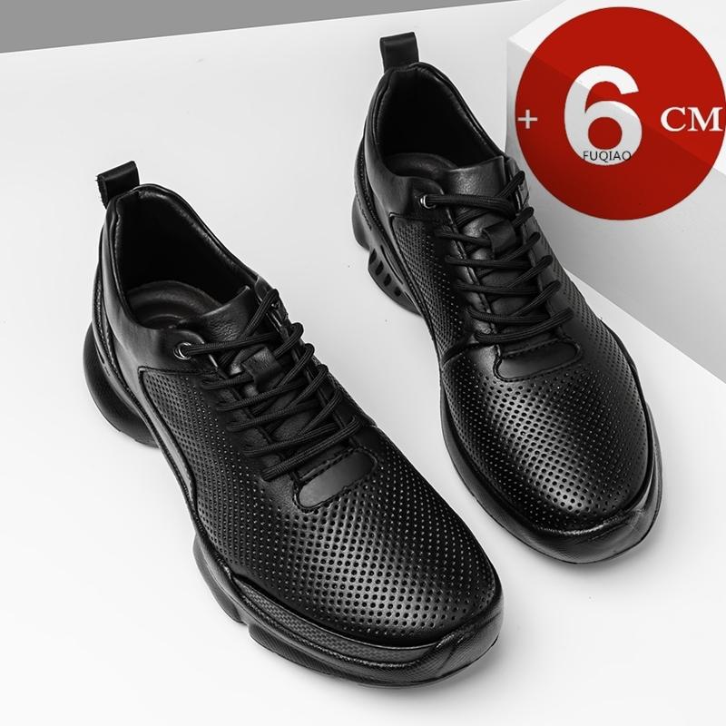 Summer Winter Genuine Leather 6cm Height Increase Sneakers Unisex Lightweight Comfort Breathable Elevator Sports for Men & Women