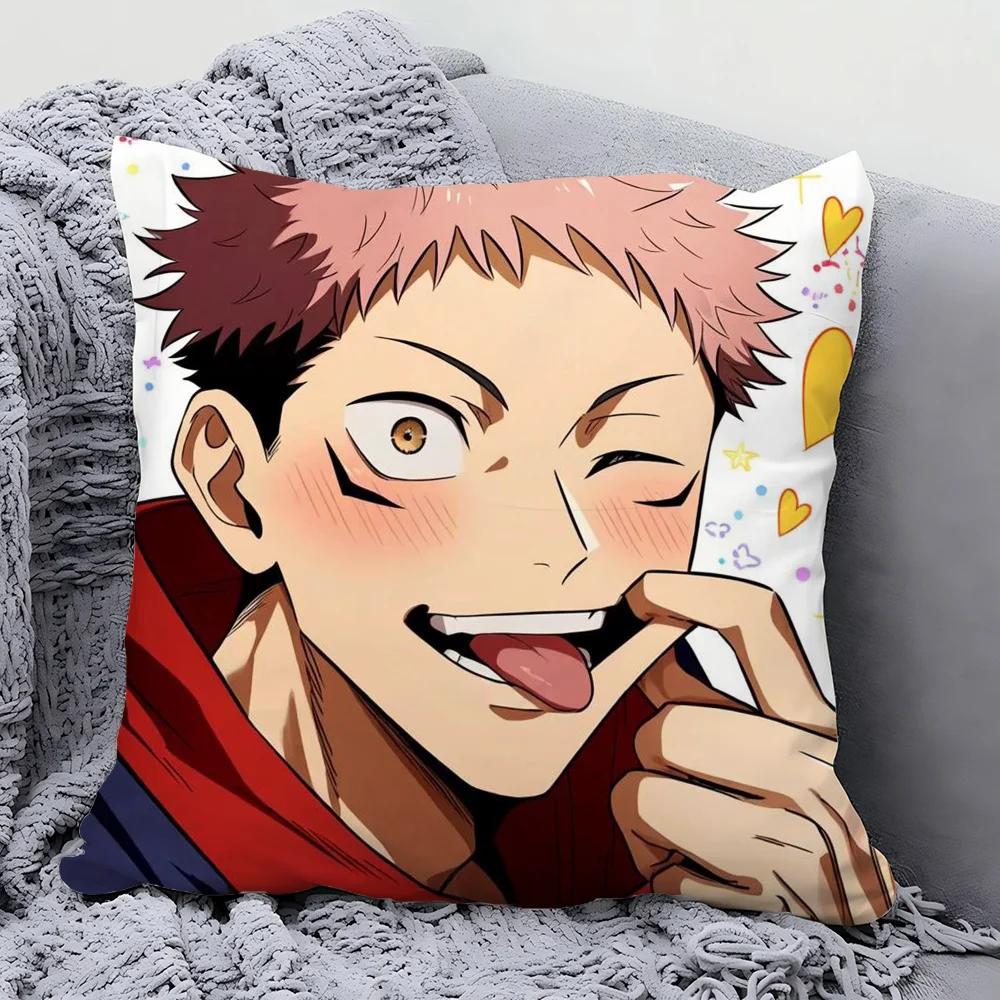 Itadori Yuji Animation Jujutsu Kaisen Pillow Case Square Pillow Bedroom Sofa Leisure ComfortCarLiving Room Home Decoration 40X40