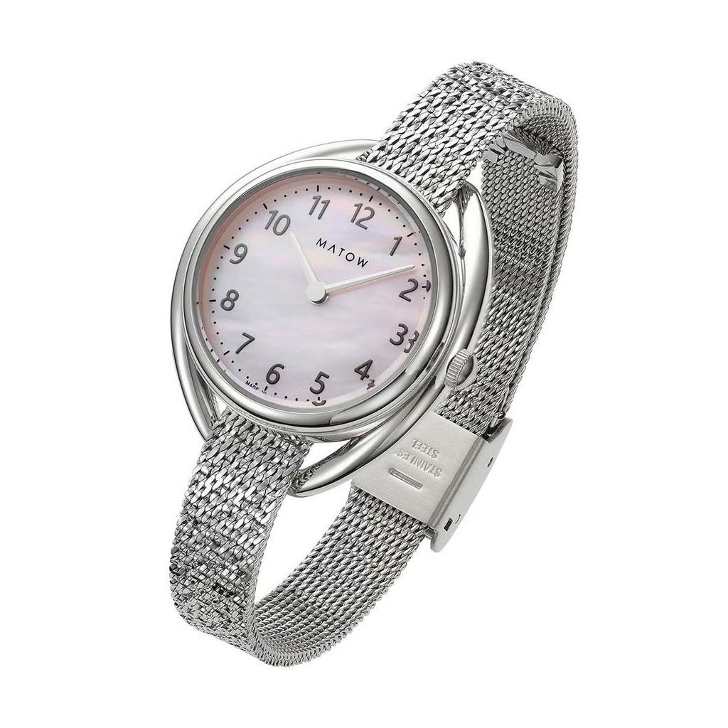 Authorized Dealer Matow Watch MW001001GK2SS White Shell Dial Shiki Silver Flower Round Silver Mesh Belt [MATOW] Women's