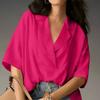 Trendy Women's Summer New Short-sleeved Lapel Casual Loose Top Solid Color Shirt