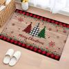 VIKAMA Retro Christmas Tree Entrance Rug Anti-Slip Kitchen Laundry Room Floor Mat Winter Welcome Door Mat Home Decoration