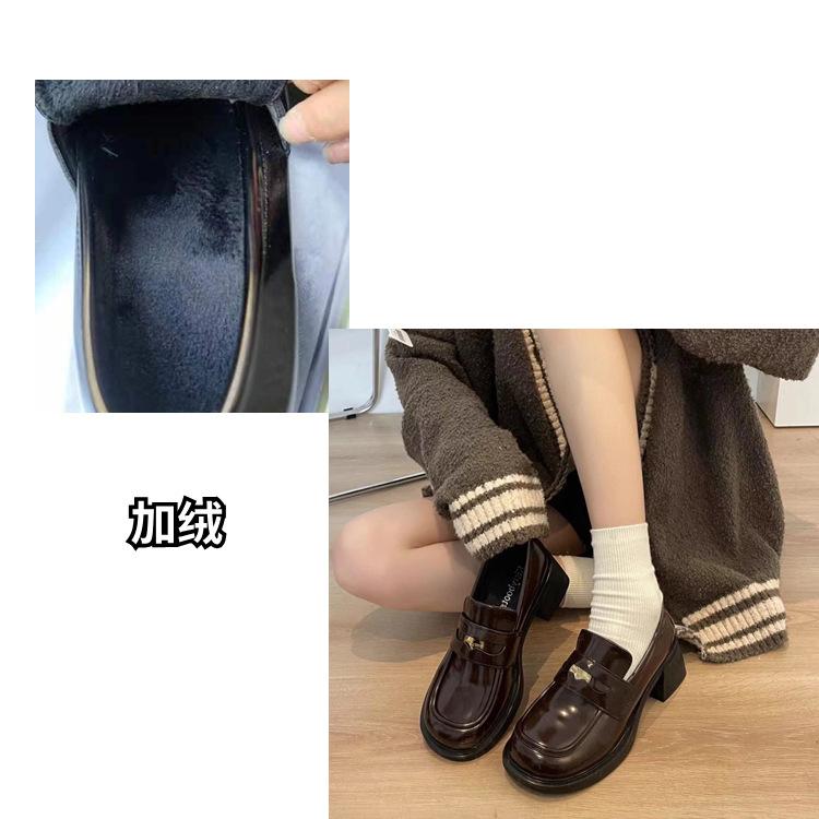 

Мокасины женские на платформе с одной педалью на среднем толстом каблуке, одинарные туфли французские ретро-туфли из кожи, женская обувь Niche Mary Jane 39