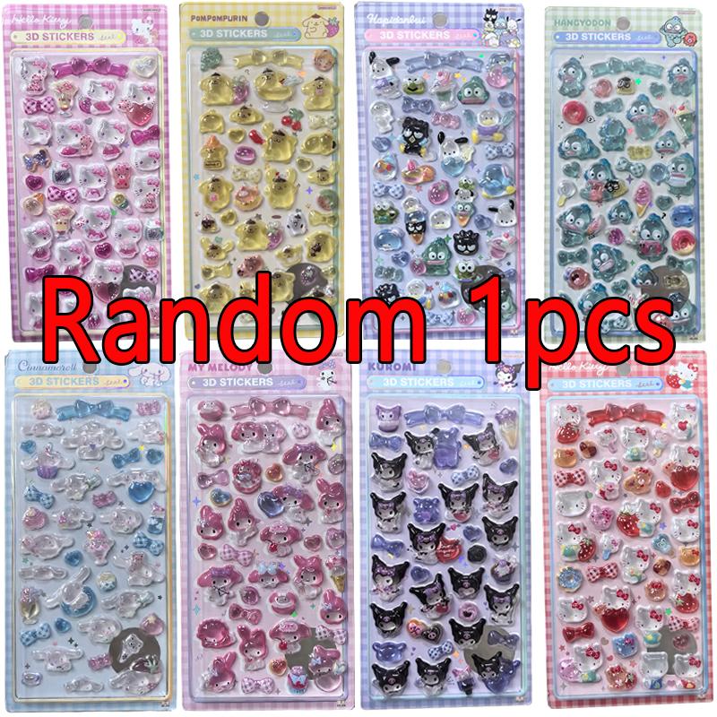 1/8Pcs 3D Sanrio Stickers Sanrio Kuromi Pochacco  My Melody Cinnamoroll Hangyodon Case Bag Decoration Birthday Gifts