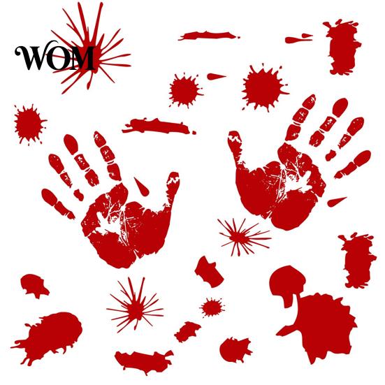 Kitchen Wall Decoration Halloween Blood Handprints/Footprints Stickers, Removable Decals, Spooky Waterproof Moisture-proof Sticker Window DIY