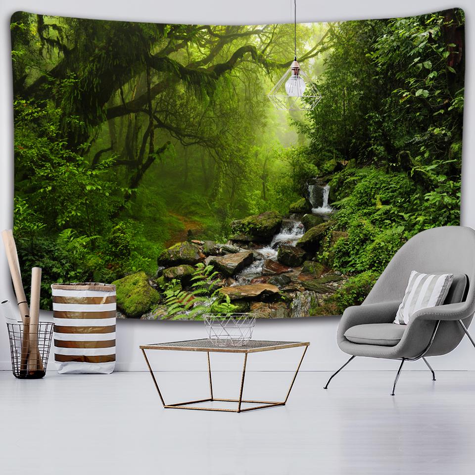Natural Forest Tapestry Landscape Print Big Wall Hanging Tapestry Cheap Hippie Wall Hanging Bohemian Mural Tapestry