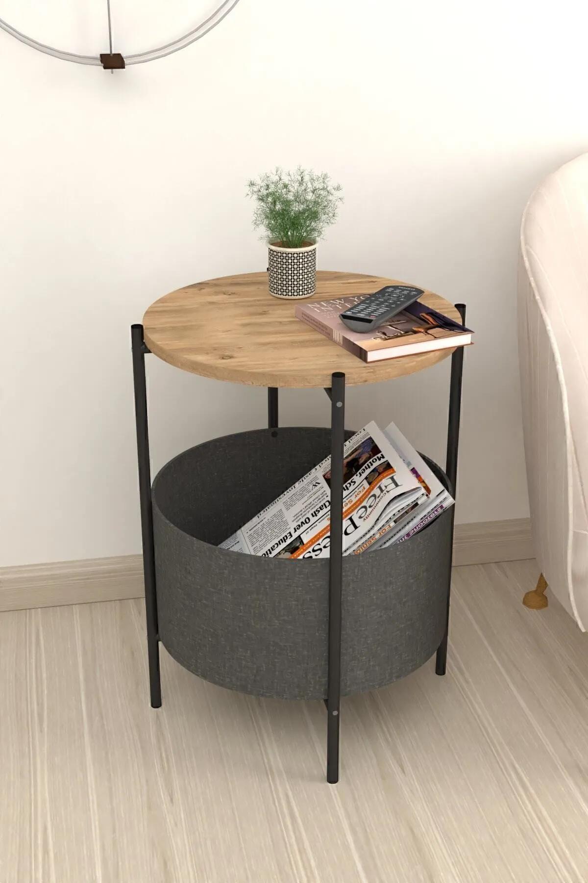 

Center Table Large Coffee Table with Bag Newspaper Rack Bookcase Flower Stand Pine