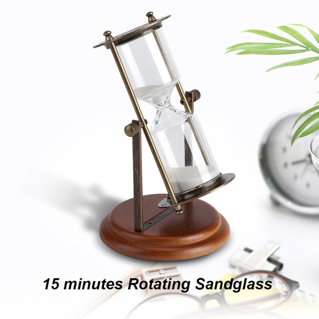 15 Minutes Metal Rotating Sand Glass Timer Clock Hourglass Table Ornament Home Decor Gift