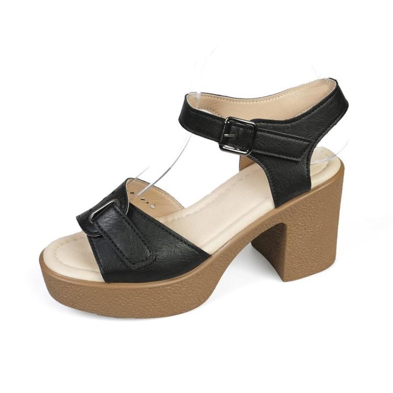 Women'S High-heeled Sandals Women'S High-heeled Slippers Adjustable Strap Solid Color One Line Fashion Sandals Platform Slippers