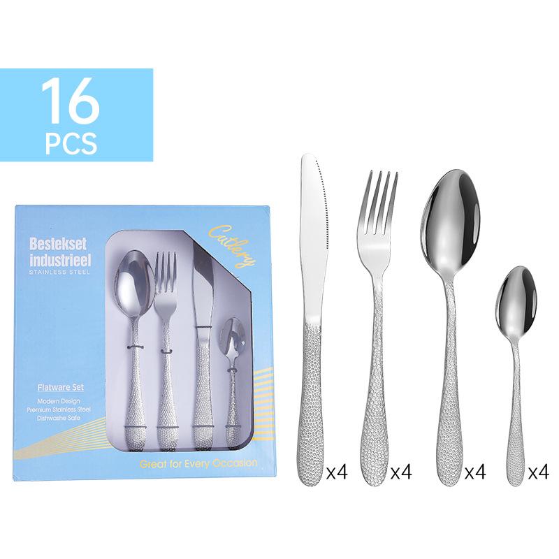 

Новый подарочный пакет с отверстиями оконного типа Посуда из нержавеющей стали Водяной куб Нож для стейка, вилка и ложка Подарочный набор из четырех основных предметов