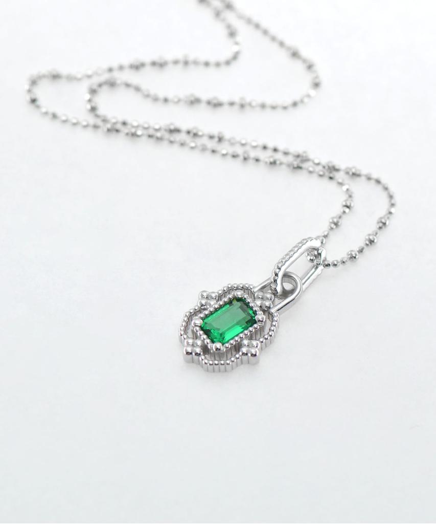 Vivus Rapillus Royal Green White Gold Silver Necklace