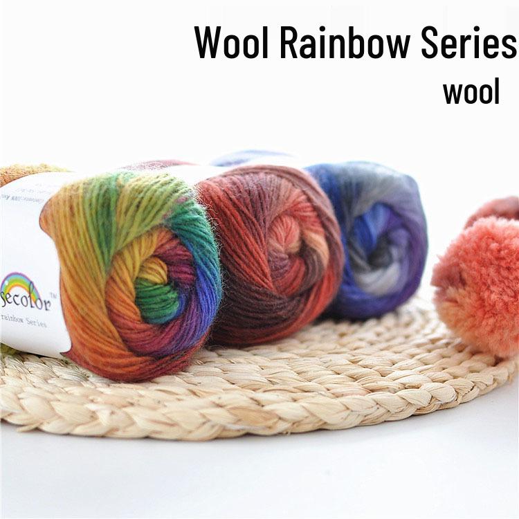 Gradient Rainbow Wool Knitted Jacket, Scarf & Shawl Yarn – Soft & Luxurious DIY Knitting Wool
