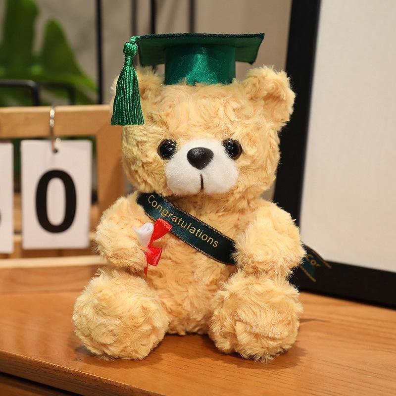 Doctor bear doll wearing doctor hat teddy bear graduation commemorative gift plush toy bear doll