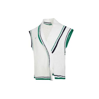 Gilet a Blocchi di Colore a Maglia Larga per Sport all'Aperto e Viaggi Top da Donna Bianco Verde FN1887-133