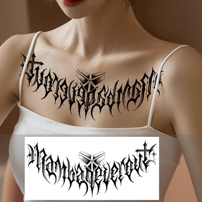 Über die Schulter Drache dreiseitiger Buddha Blume Brust Tattoo Aufkleber, neuer Halbarm-Buchstaben Anti-Schweiß Tattoo Aufkleber