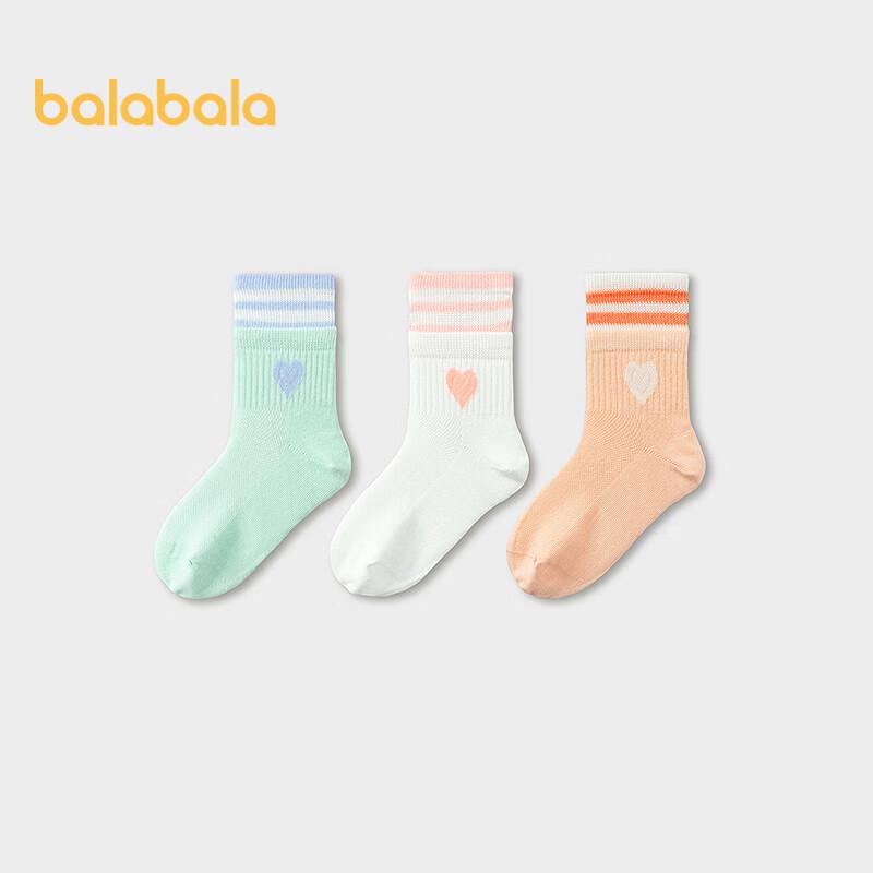 Balabala Girls  Summer Breathable Mesh Mid-Calf Socks - 3-Pair Pack 140