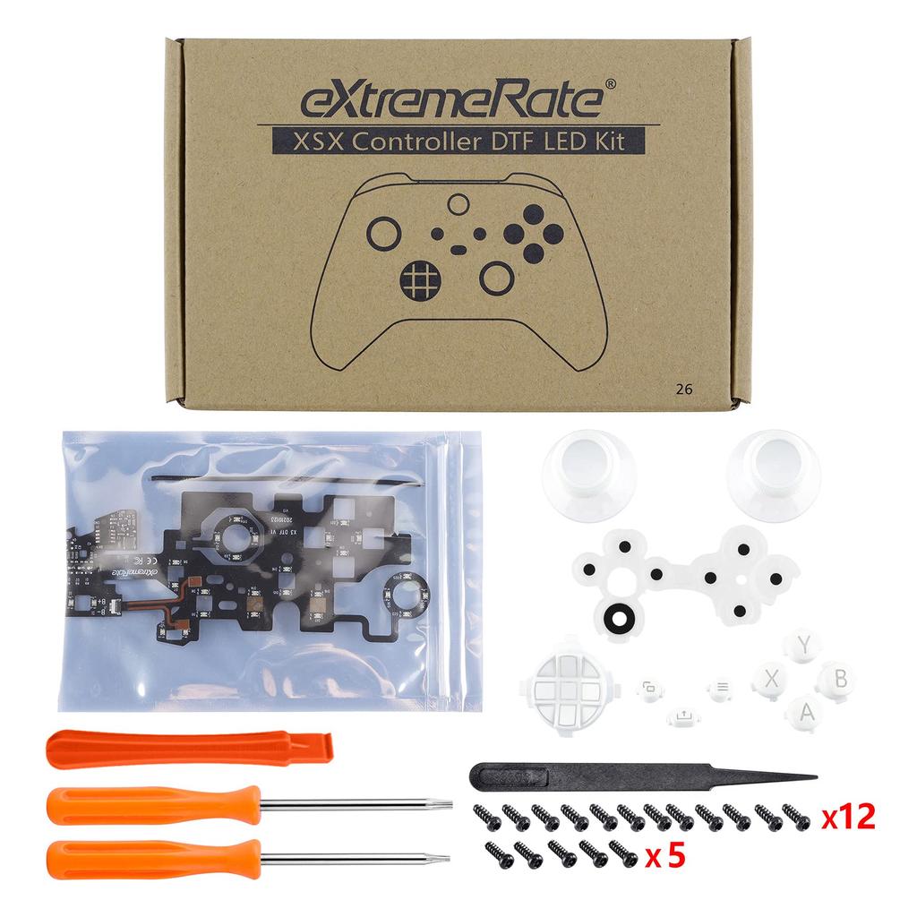 eXtremeRate Multicolor Illuminated Thumbstick Share for Xbox Series and Classic Symbol Button DTF LED Kit for Xbox Core Controllers D-Pad Start, Back,