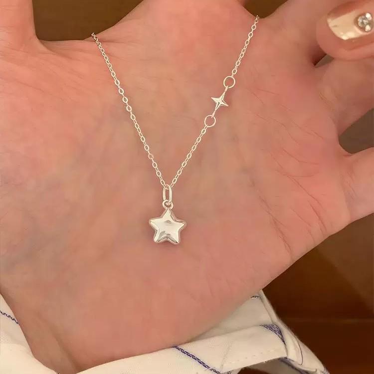 Shiny Star Necklace: Japanese & Korean Style Clavicle Chain for Women