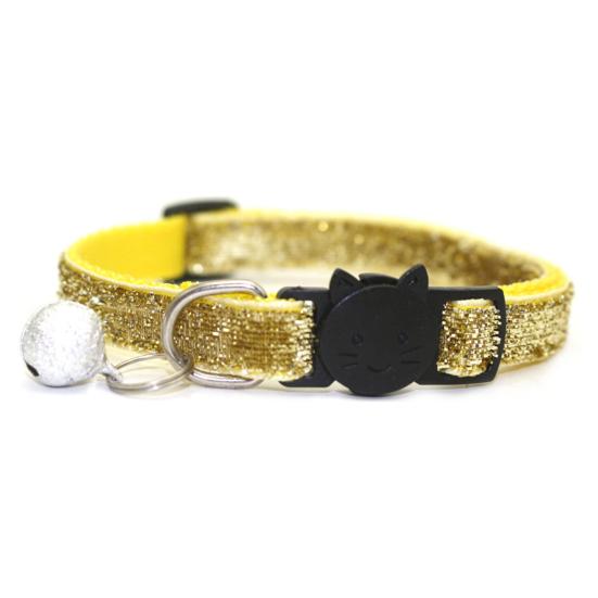 Bling Cat Collar Breathable Fade-less Pet Supplies Kitty  Sequin Collar with Bell for Dog